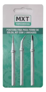 KIT 3 PONTA FINA PARA FERRO DE SOLDA CONICA CURVA FENDA MXT 40W